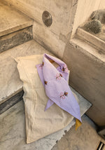 THISTLE FLOWER AND BOW IN LILAC EMBROIDERED BANDANA