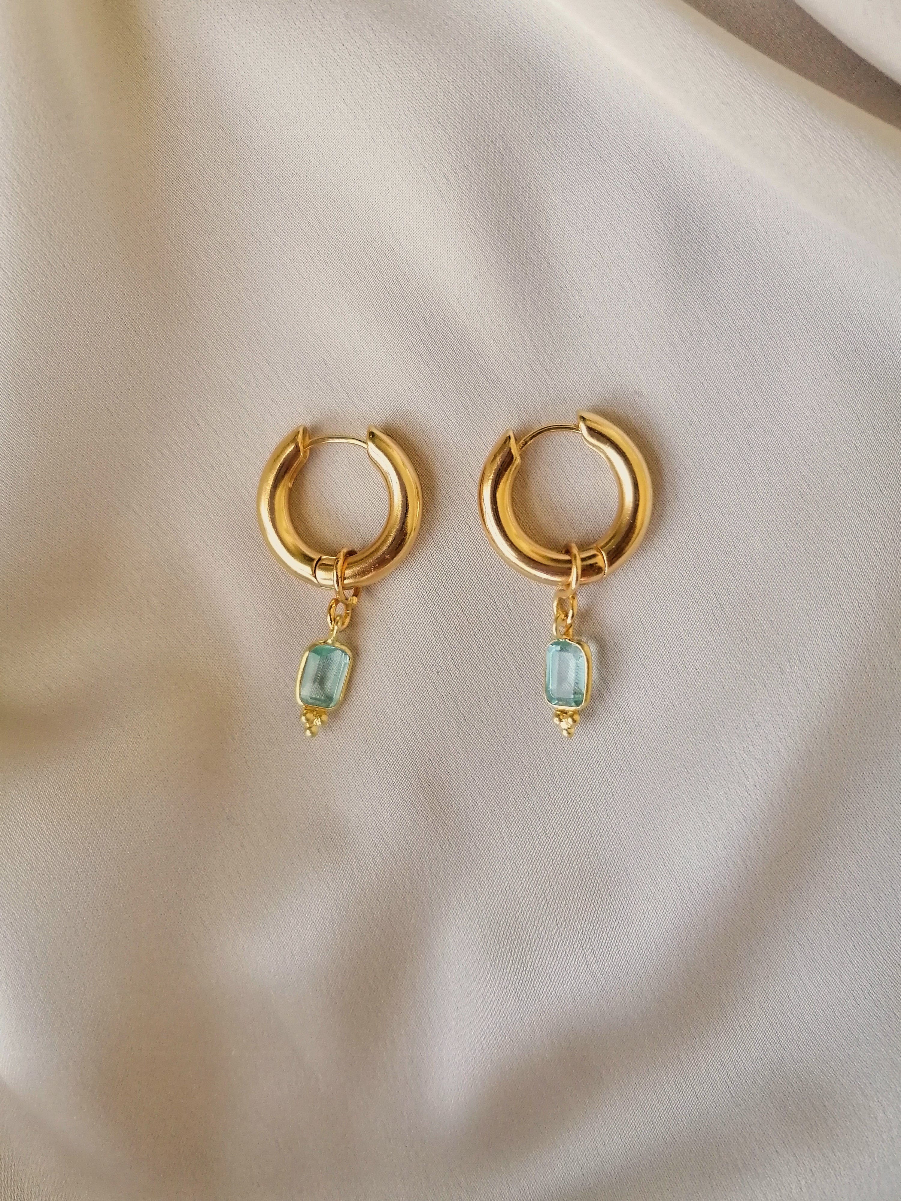 AQUA CHALCEDONY MINI HOOPS
