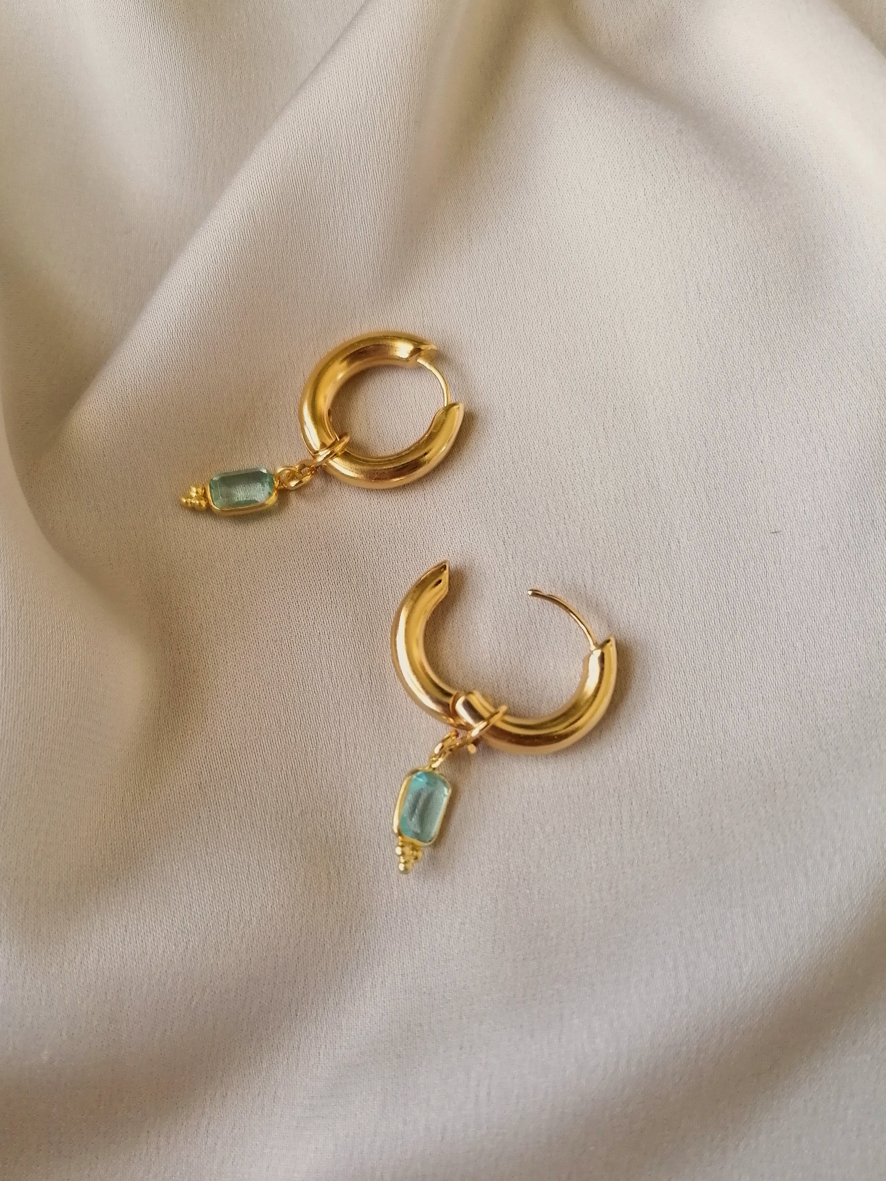 AQUA CHALCEDONY MINI HOOPS