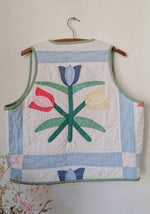 QUILTED PATCHWORK FLOWER VEST (GREEN)