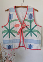 QUILTED PATCHWORK FLOWER VEST (PINK)
