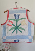 QUILTED PATCHWORK FLOWER VEST (PINK)