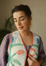 QUILTED PATCHWORK FLOWER VEST (PINK)