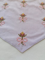 THISTLE FLOWER AND BOW IN LILAC EMBROIDERED BANDANA
